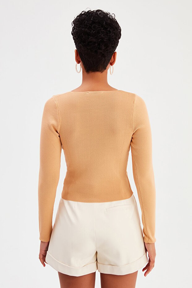 Kare Yaka Triko - Bisküvi - 6