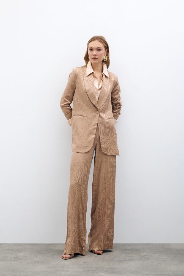 بنطلون ساتان منقوش - مينك - 2