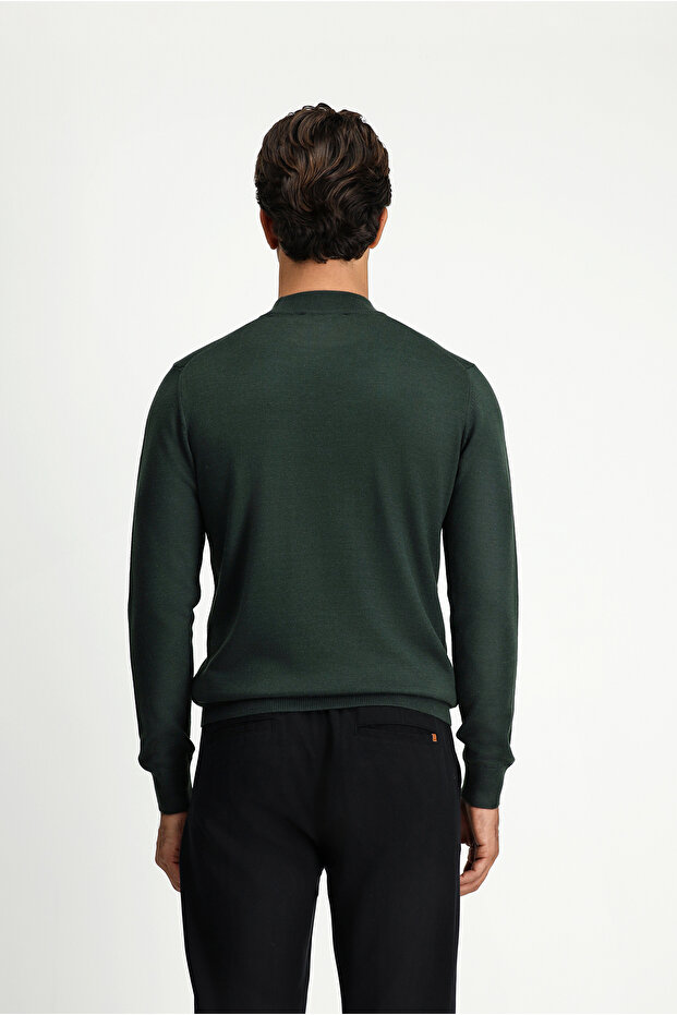 Yarım Balıkçı Yaka Regular Fit Yünlü Basic Örme Triko Kazak - 5