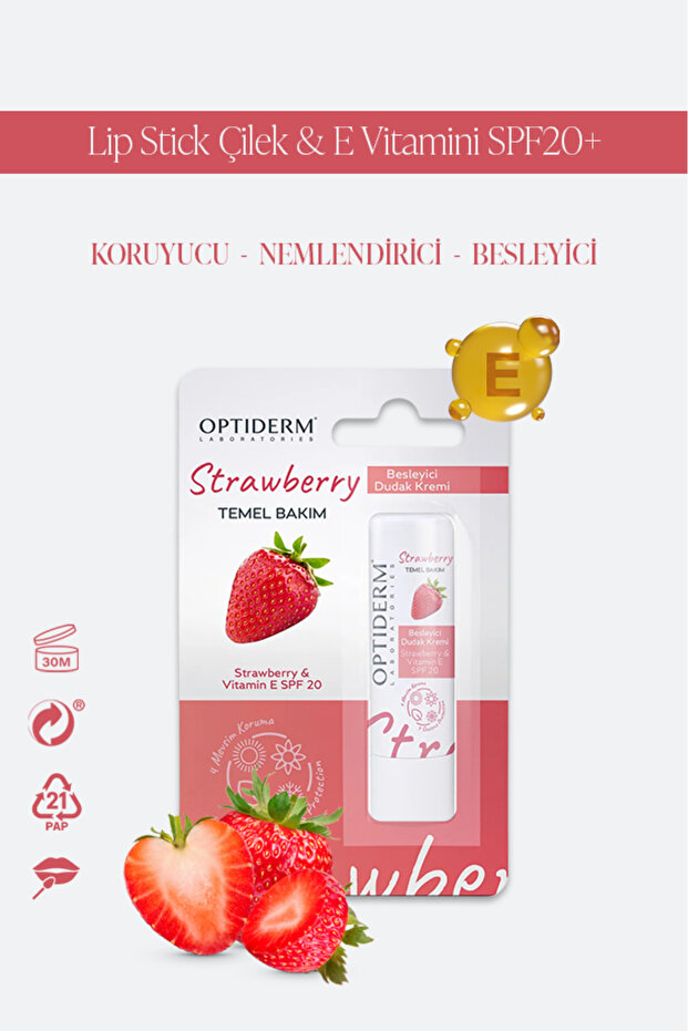 Lip Stick Çilek & E Vitamini SPF20+ - 1