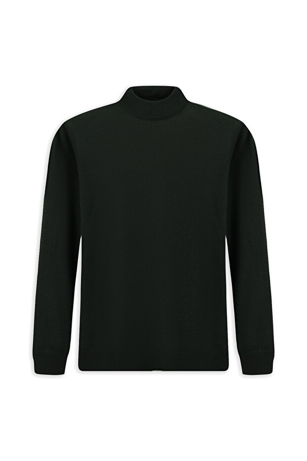 Yarım Balıkçı Yaka Regular Fit Yünlü Basic Örme Triko Kazak - 7