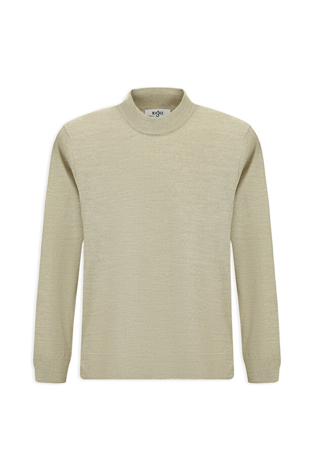 Yarım Balıkçı Yaka Regular Fit Yünlü Basic Örme Triko Kazak - 7