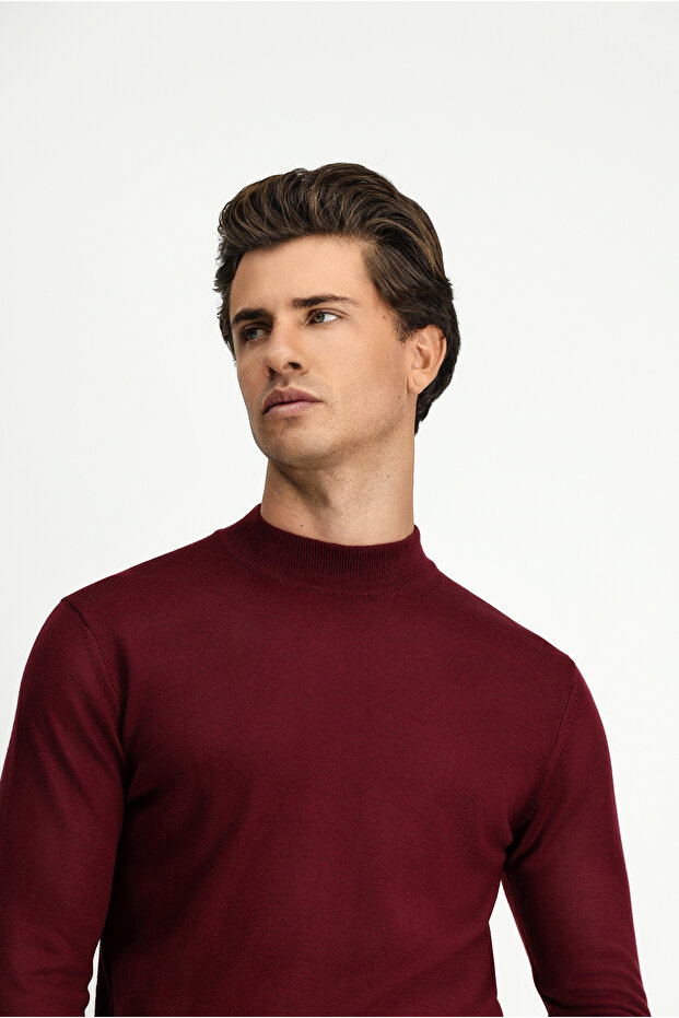 سترة تريكو أساسية محبوكة من الصوف بقصة عادية وياقة نصف دائرية - 4