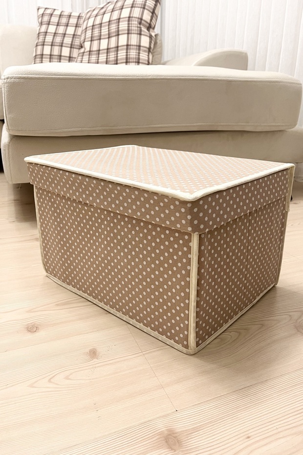 3-Piece Multi-Purpose Storage Box, Box Storage, Box, Organizer, Toy Box Beige Polka Dot Pattern - 4