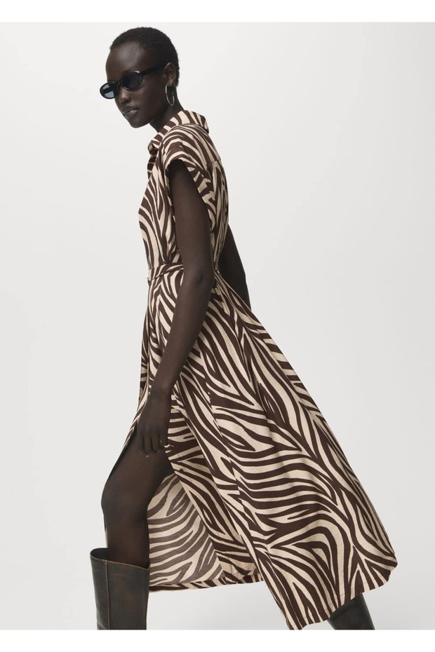 Desenli gömlek elbise - 6