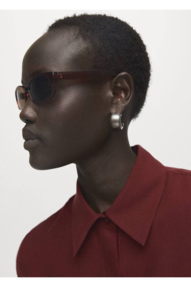 Gizli düğmeli lyocell gömlek - 5