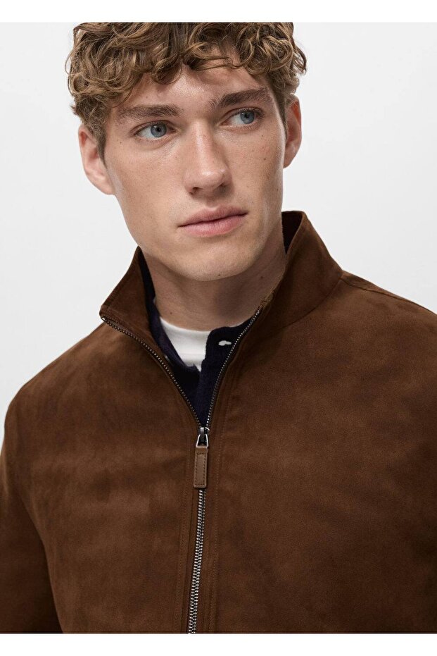 Suede Leather Look Jacket - 8