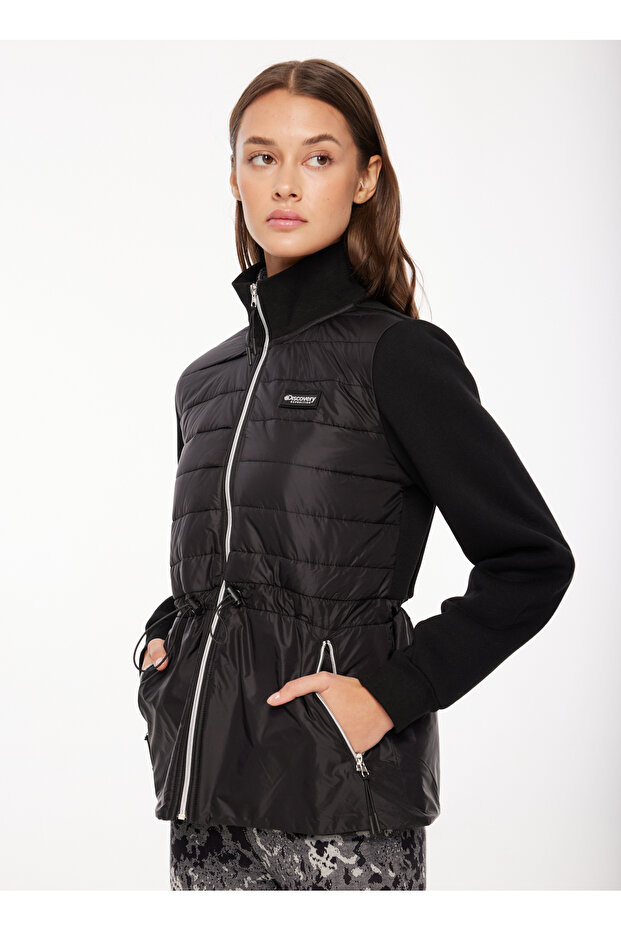 Siyah Kadın Dik Yaka Basic Kapitone Sweatmont D3WL-SWT10 - 3