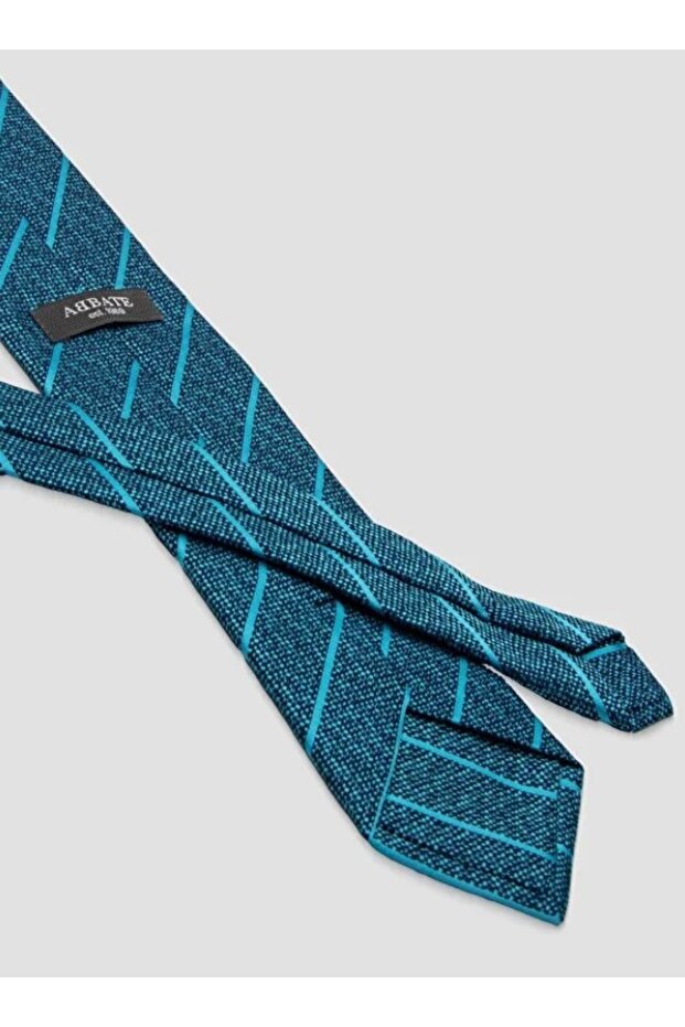 ربطة عنق 8 سم من البوليستر المصنوع من الألياف الدقيقة باللون الأزرق للرجال - 6