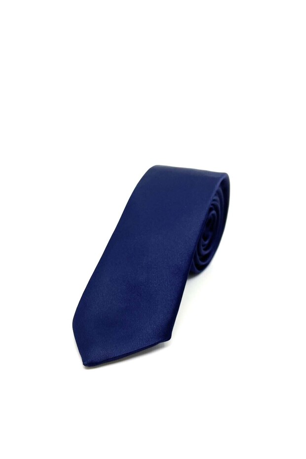 Men's Navy Blue Basic Plain Tie - 2
