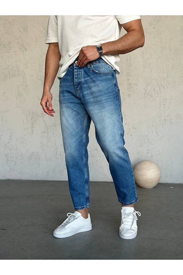 Men's Boyfriend High-Waist Ankle-Length Jeans