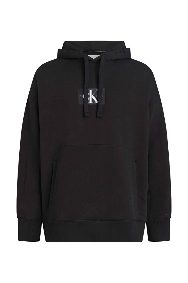 Hooded Collar Printed Black Women's Sweatshirt J40J400325BEH