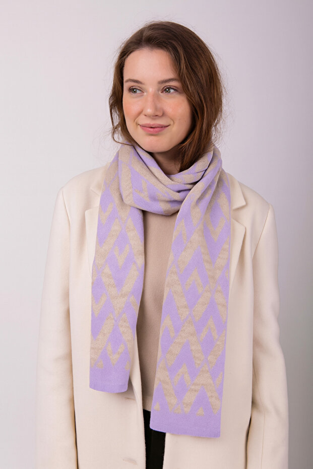 وشاح تريكو منقوش على شكل V - 1