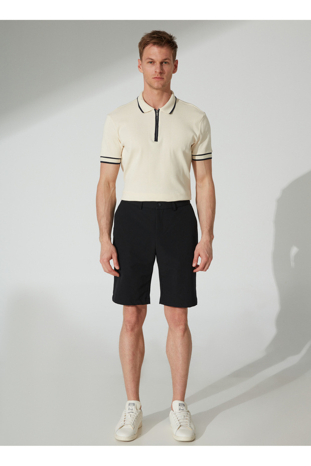 Düşük Bel Basic Siyah Erkek Bermuda Şort ENZO 2 - 2