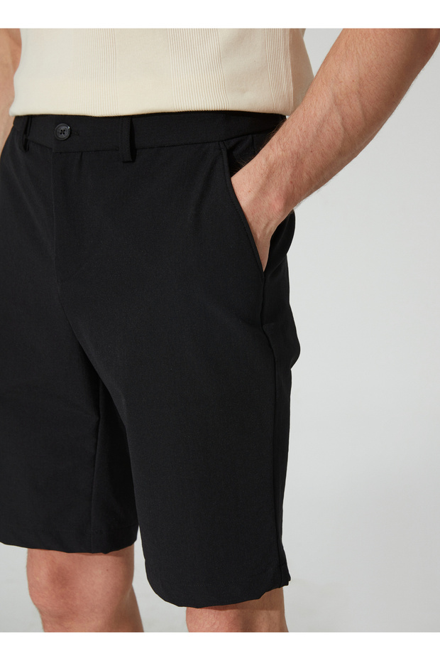 Düşük Bel Basic Siyah Erkek Bermuda Şort ENZO 2 - 3