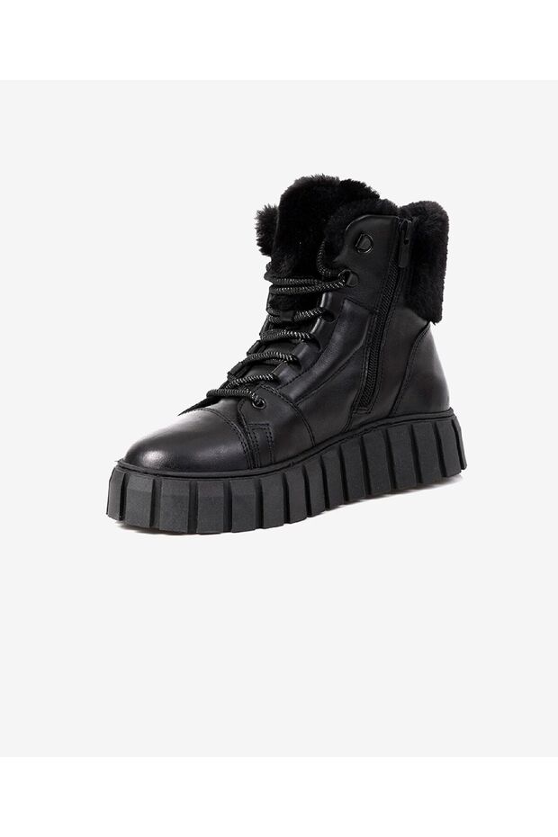 Kadın Siyah Hakiki Deri Memory Foam Taban Sneaker Bot 3K2SB33000 - 3