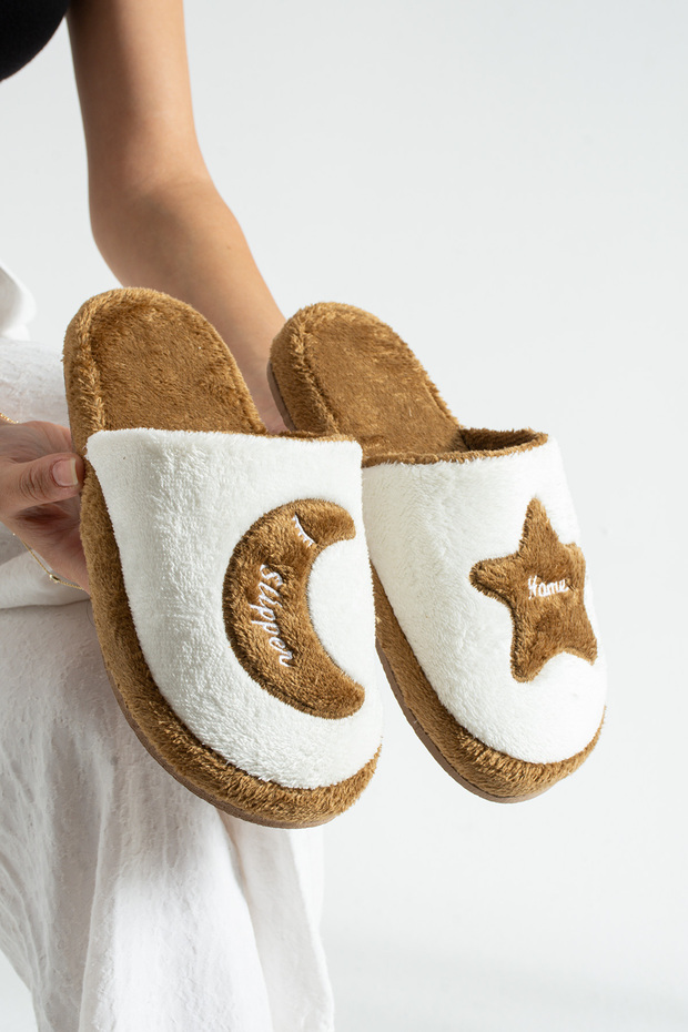 Taba Ay Yıldız Kışlık Kadın Terlik - 5