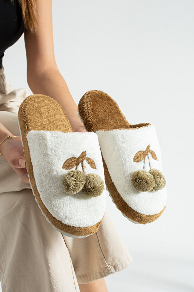 Taba Kiraz Kışlık Kadın Terlik - 1