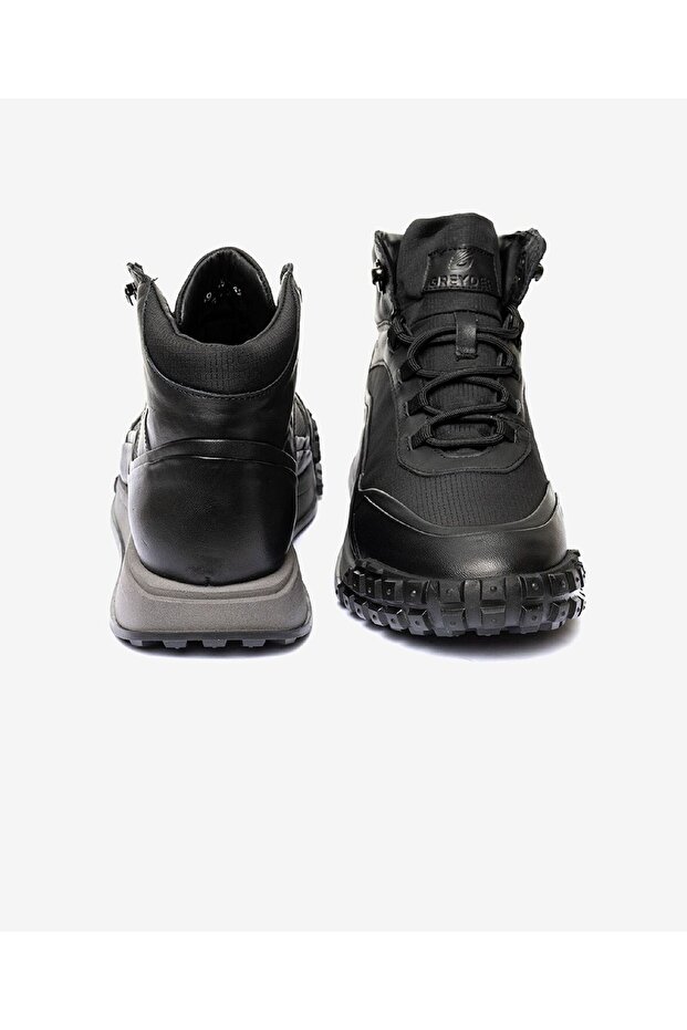 Erkek Siyah Hakiki Deri Memory Foam Taban Sneaker Bot 3K1SB00490 - 7