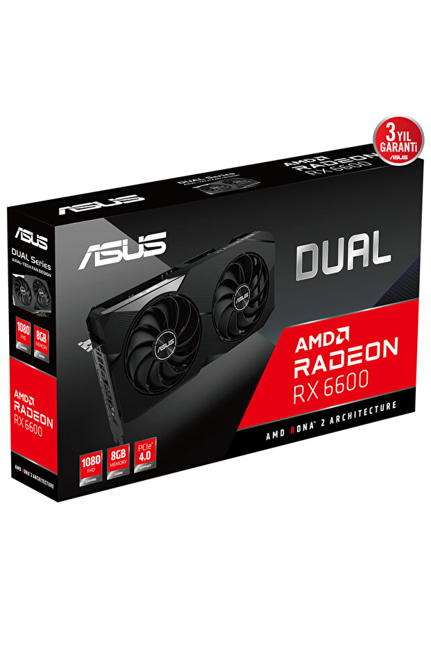 DUAL-RX6600-8G 8GB AMD RX6600 GDDR6 128bit HDMI 3xDP 16x Ekran Kartı - 1
