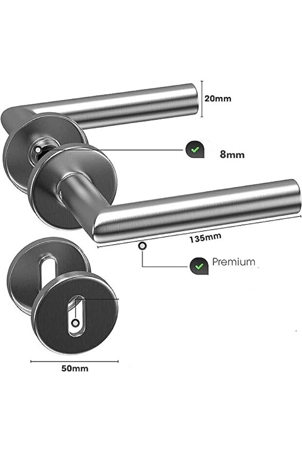Adnoss 472-01 Paslanmaz L Tipi Oda Kapı Kolu - 2