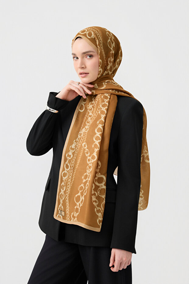 Cotton Twill Şal Loop Line Camel - 1