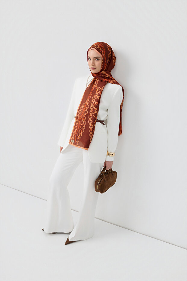 Cotton Twill Şal Loop Line Bordo - 3