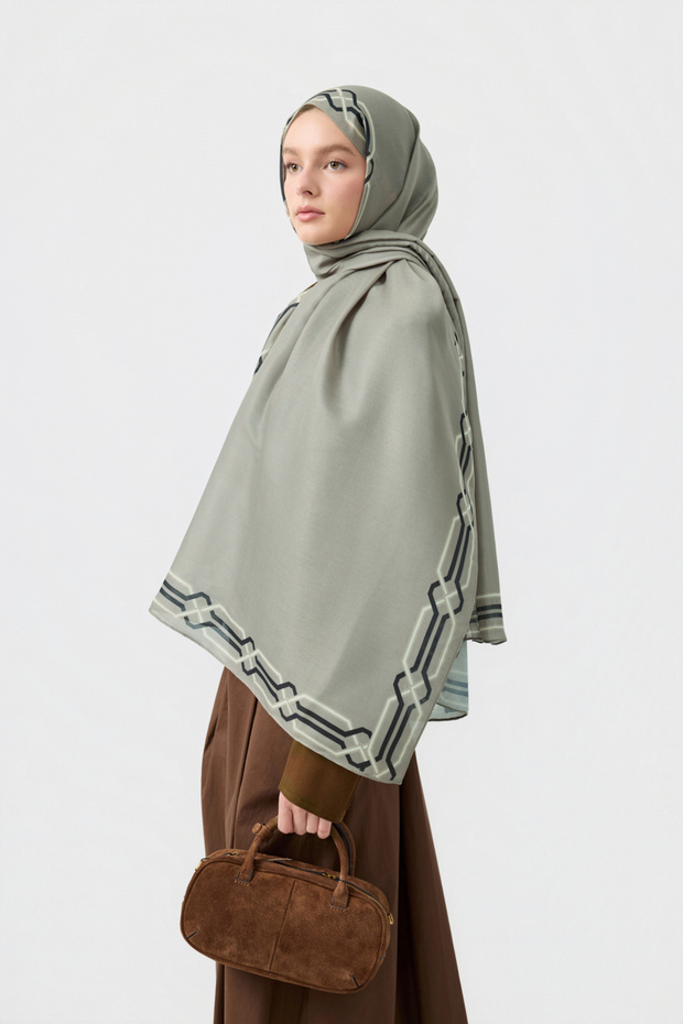 Cotton Twill Şal İnterlock Taş - 3