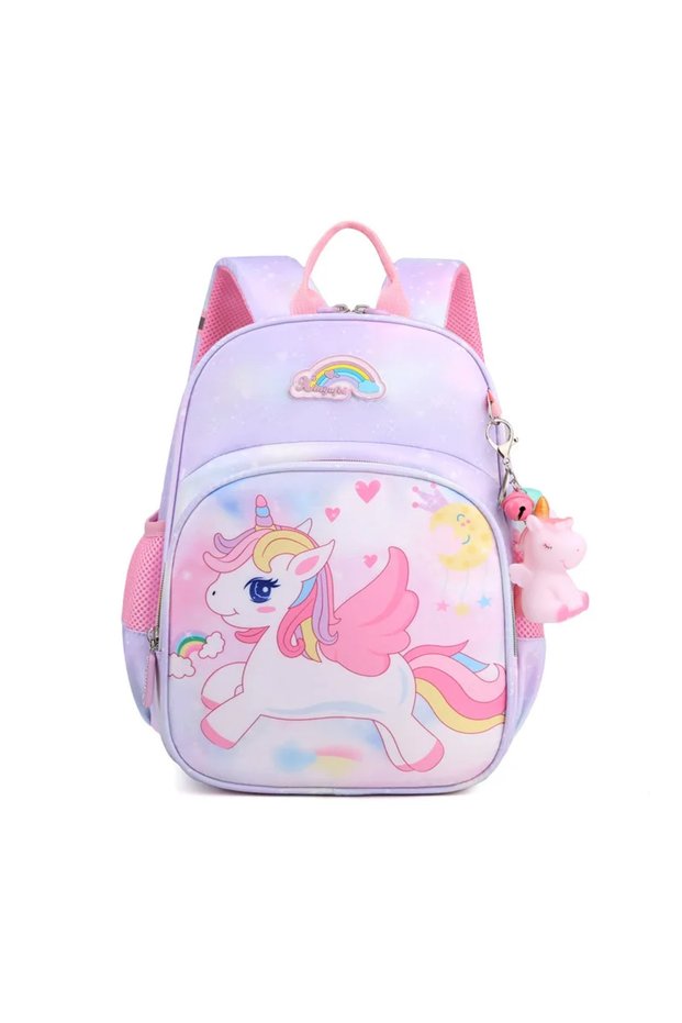 PURPLE New Unicorn Backpack For Girls Cartoon Pink Princess School Bags Kids Satchels Kindergarten B