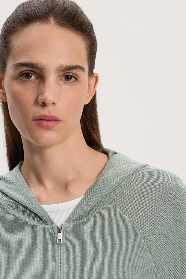 Kapüşonlu triko ceket - 3