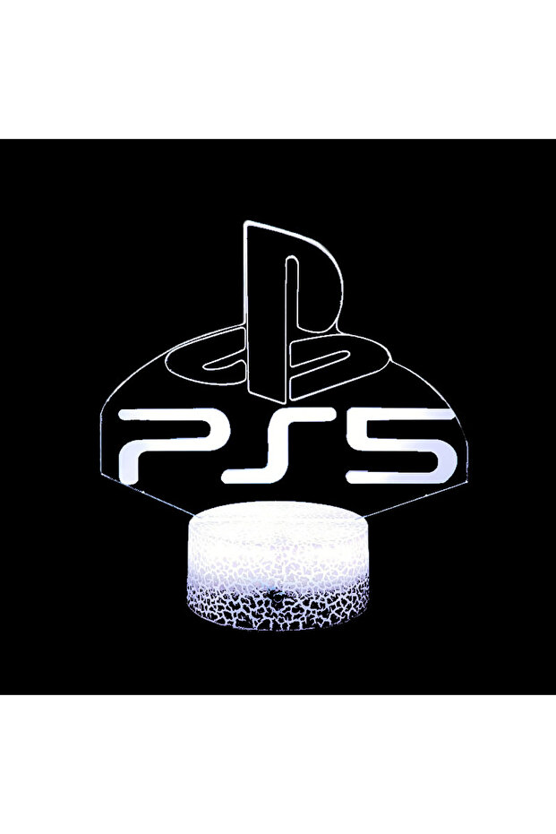 3D LED gaming lamp with optical illusion and base with touch control, USB or batteries PS5 model - 6