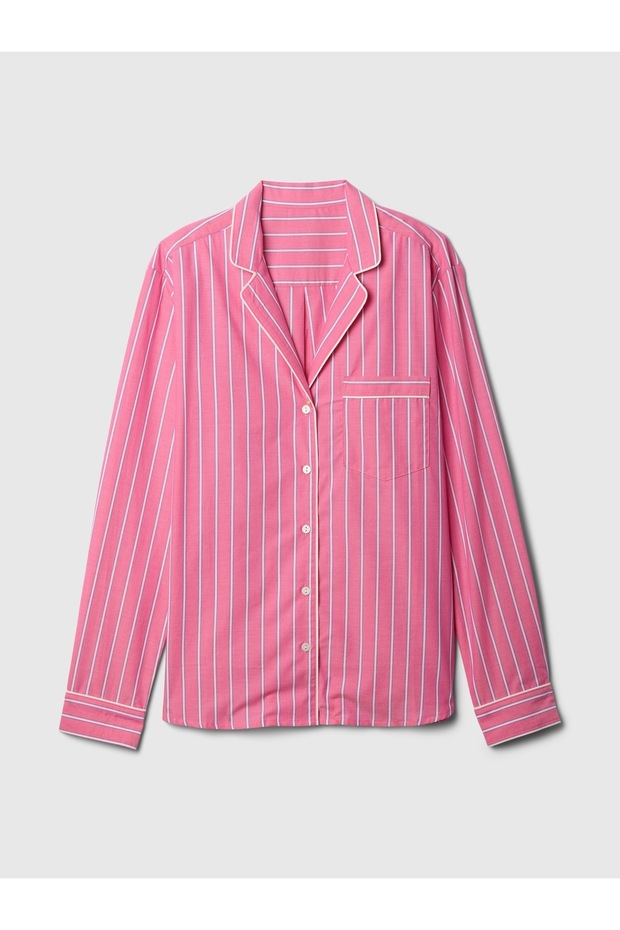 Kadın Pembe Poplin Pijama Gömlek - 2