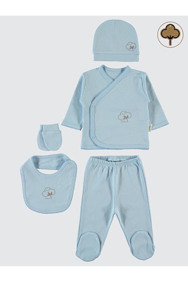 Organic Cotton Piece 5-Piece Bodysuit Set - Blue