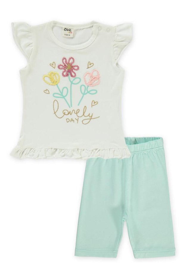 Floral Embroidered 6-18 Month Set - Ecru