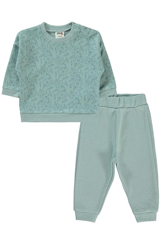 Flower Printed 6-18 Months Set - Green