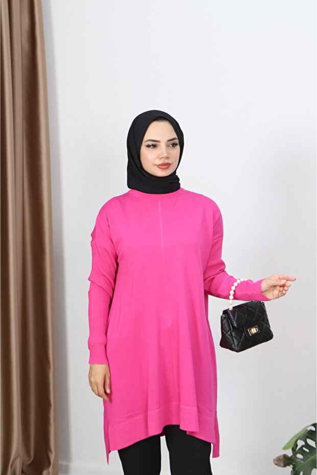 Kolları Fitilli Merserize Tunik - 5