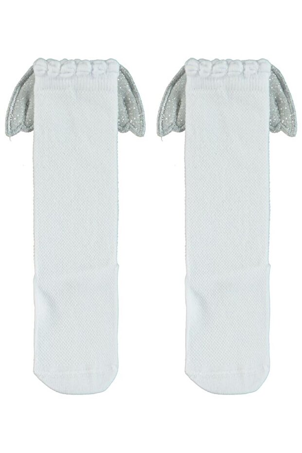 Angel Winged Knee Socks for Girls Aged 3-11 - White 3-4 Years Old