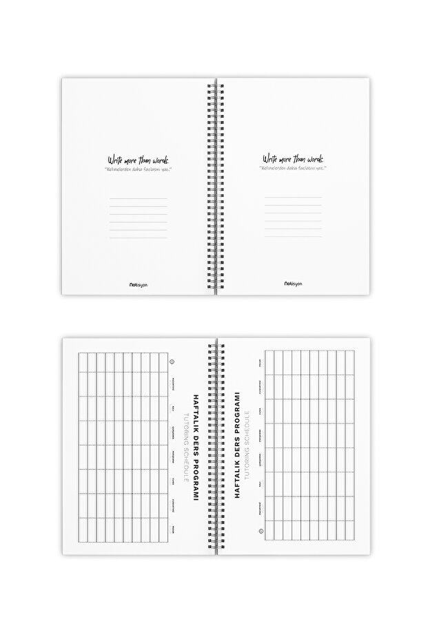 A5 Spiral School Notebook 120 Pages Set of 4 2 Lined - 2 Unlined Notebooks, Notebook, with Lesson Schedule - 6