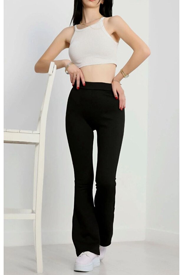 Siyah İspanyol Paça Tayt - 2