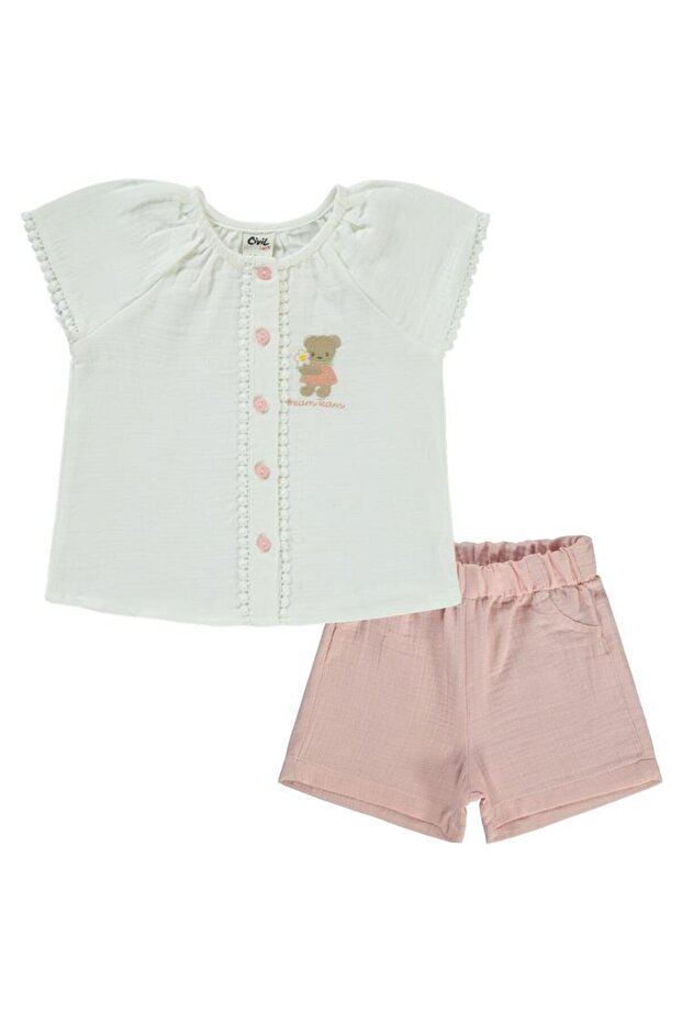 Teddy Bear Embroidered 6-18 Months Set - Ecru 12-18 Months