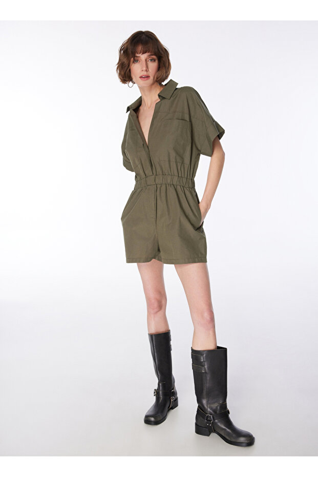 Haki Kadın Basic Tulum LONDA - 5