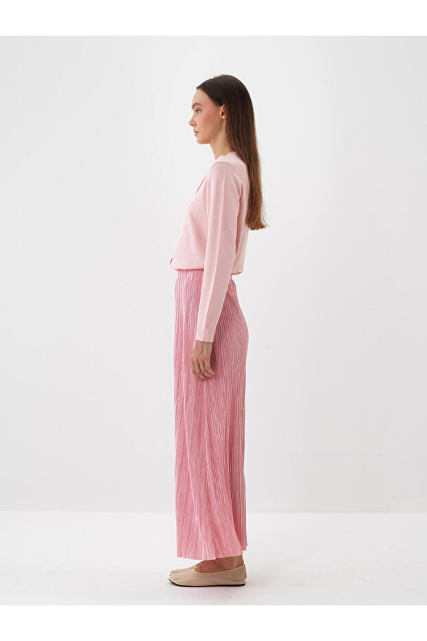 Kadın Pembe Yünlü Basic Hırka - 4