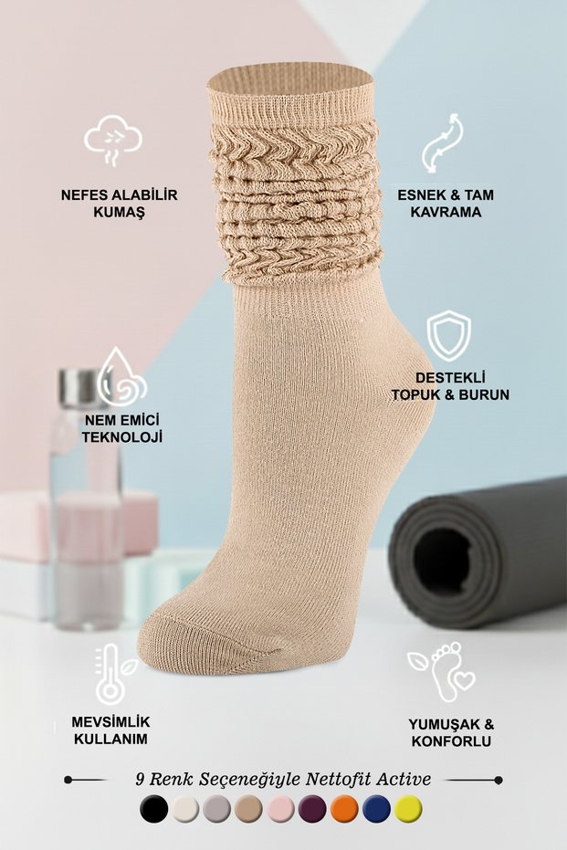 Single Women's Seasonal Light Brown Yoga Fitness Plates Sports and Aerobics Boot Socks