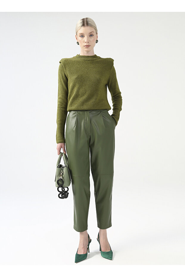 Normal Bel Basic Yeşil Kadın Pantolon Ymn-16 - 2