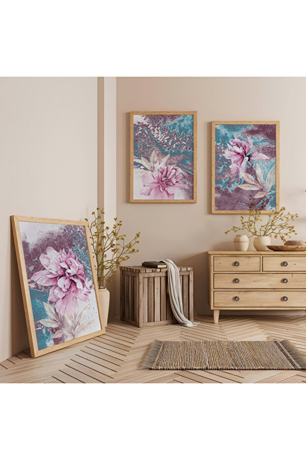 Wooden Framed Mystical Garden Triple Wooden Painting Set