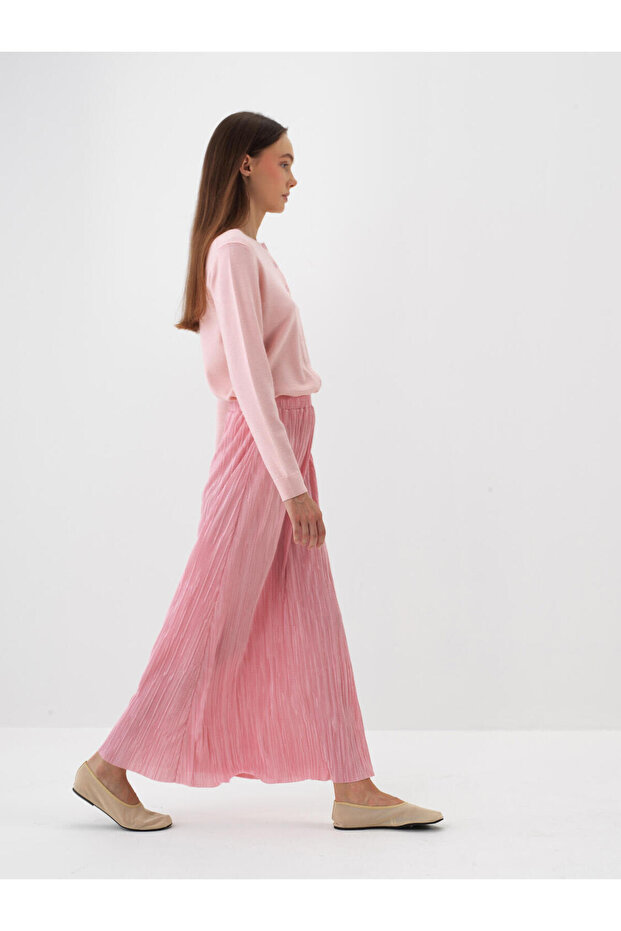 Kadın Pembe Yünlü Basic Hırka - 3