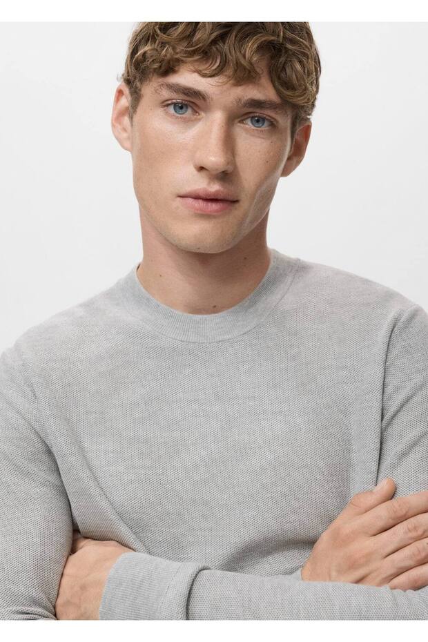 Mikro yapılı pamuklu triko kazak - 6