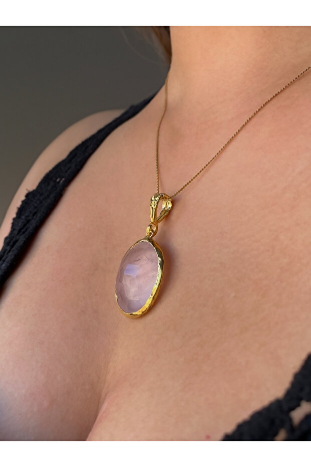 Pembe Kuvars Kolye - 2