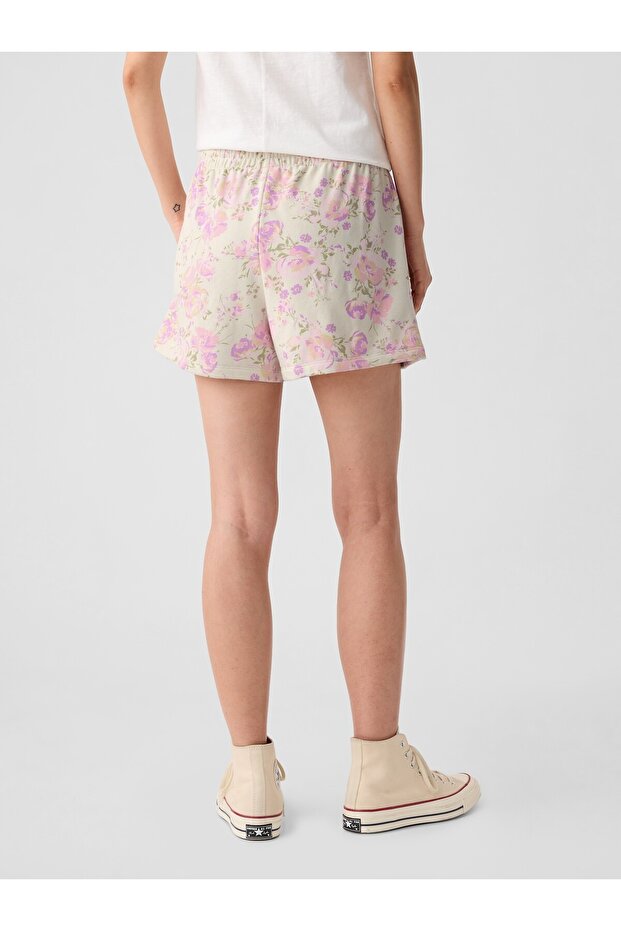 Kadın Çok Renkli Logo Fransız Havlu Kumaş Şort - 5