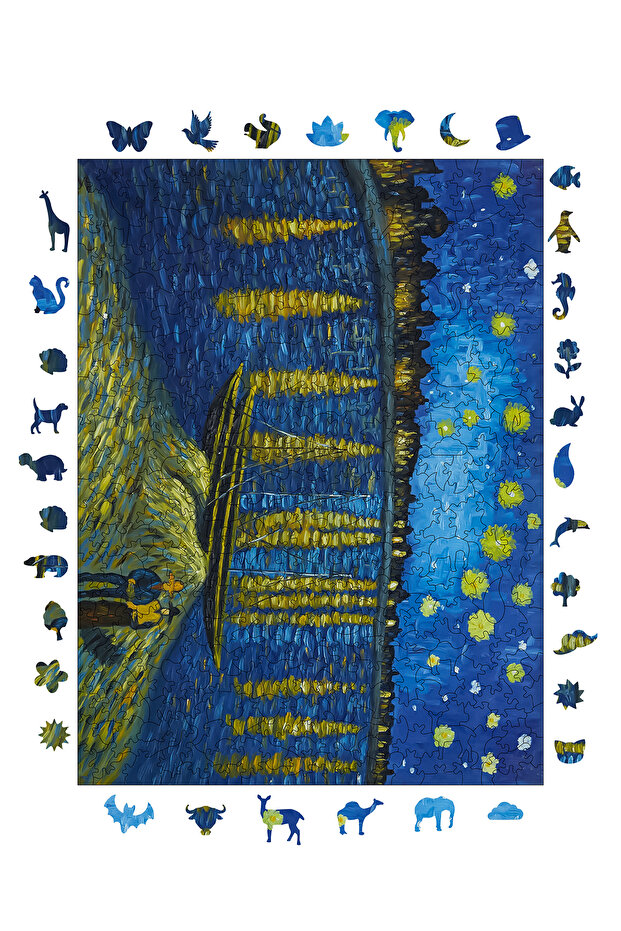 Wooden Puzzle - Van Gogh a Starry Night on the Rhone River - 450 Pieces, 29X39 cm